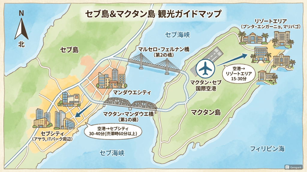 セブ島とマクタン島の地図
