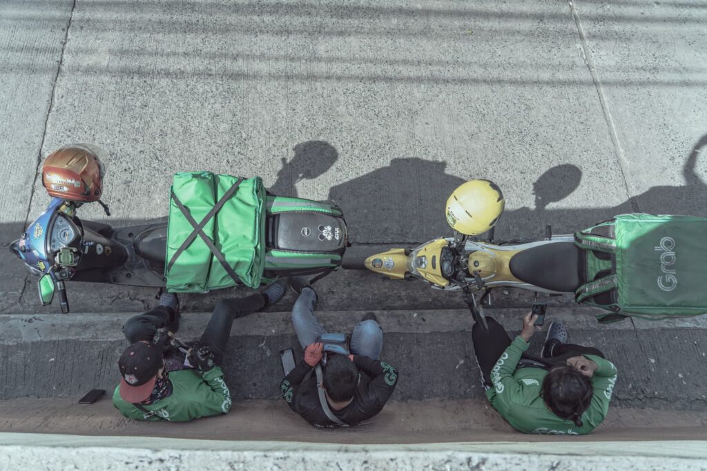 Grabフードの人たちが休憩しているところ