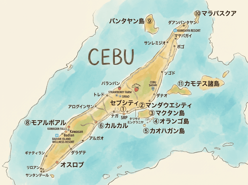 セブ島エリアマップ